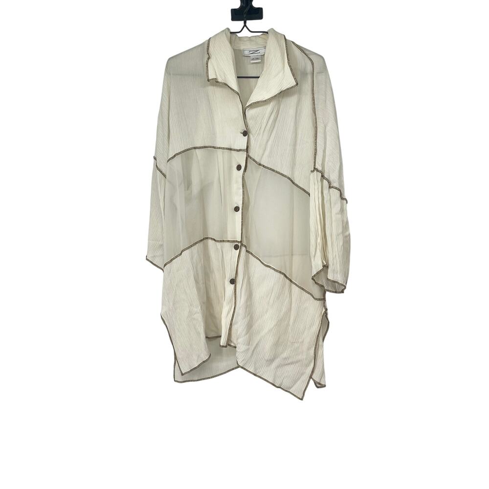 NWT Z Lagenlook Cream Patchwork Cardigan Beachy Boho Size Large‎